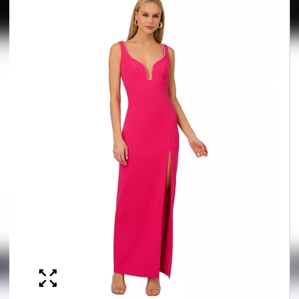 $275 Adrianna Papell Women Bead-Trim Sweetheart-Neck Sleeveless Gown Sz 12 Party - Picture 2 of 14